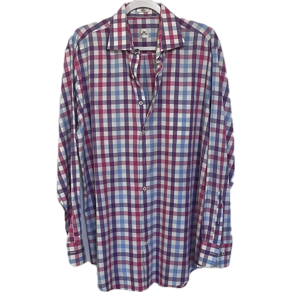 Peter Millar Mens Large Gingham Check Button Down Shirt Purple Pink MS14W51CSL - Picture 3 of 6